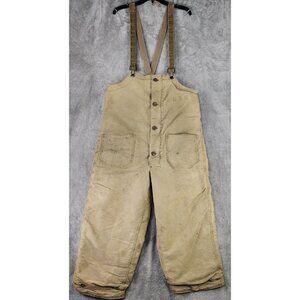 USN US Navy Deck Tanker Bibs Overalls Small Tan Wool Lining WW2 40s Vintage